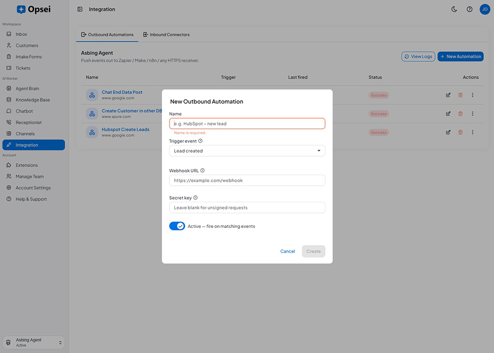 Opsei Workflow Automation