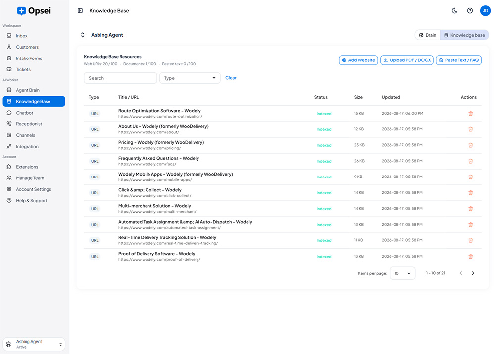 Opsei AI knowledge base